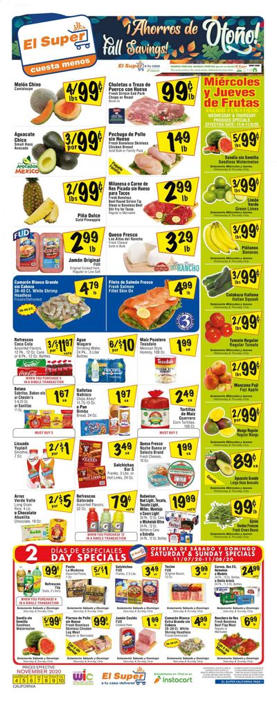 El Super (AZ, CA, NM, NV, TX) Weekly Ad Flyer November 4 to November 10 El Super (AZ, CA, NM, NV, TX) Weekly Ad Flyer November 4 to November 10