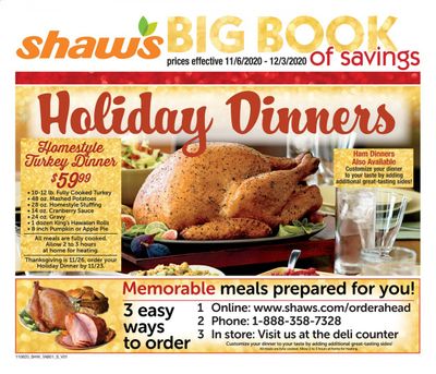 Shaw’s (MA, ME, NH, RI, VT) Weekly Ad Flyer November 6 to December 3