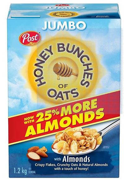 Post Honey Bunches Of Oat Almond Cereal, Jumbo size (1.2 Kg) - $5.77 For Amazon Canada