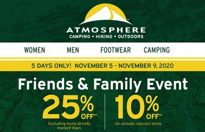 Atmosphere Canada Friends & Family Event: Save 10% to 25% Off