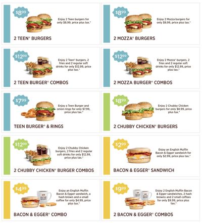 A&W Canada New Coupons: 2 Teen Burgers for $8.99 + Bacon & Egger Sandwich for $2.99 + More Coupons