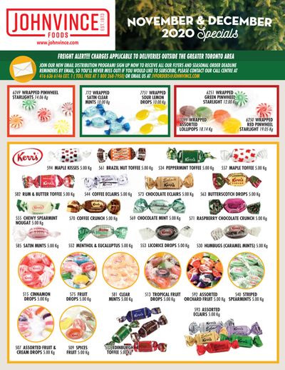 Johnvince Foods Wholesale Specials Flyer November 1 to December 31