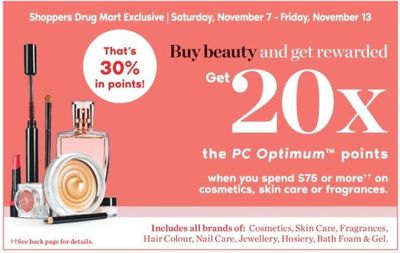 Shoppers Drug Mart Canada: Get 20x The Points When You Spend $75 On Cosmetics + 2 Days Sale