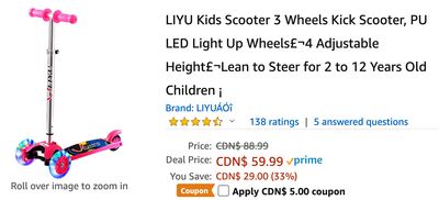 Amazon Canada Deals: Save 30% on 3 Wheels Kick Scooter with Coupon + 26% on Govee RGB Light Bulbs + More Offers