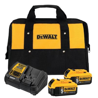 DEWALT 20V MAX XR Lithium-Ion Starter Kit with Premium Battery Pack 5.0Ah, Charger and Kit Bag On Sale for $199.00 at Home Depot Canada