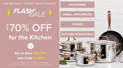 Hudson’s Bay Canada Online Flash Sale: Today, Save up to 70% off Kitchen + Extra 10% off with Promo code