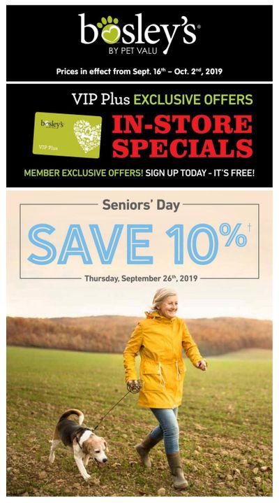 Bosley's by PetValu Loyalty In-store Flyer September 16 to October 2