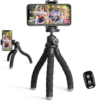 Phone Tripod Stand, Portable Cellphone Camera Tripod with Bluetooth Remote On Sale for $ 16.99 (Save $ 3.00) at Amazon Canada