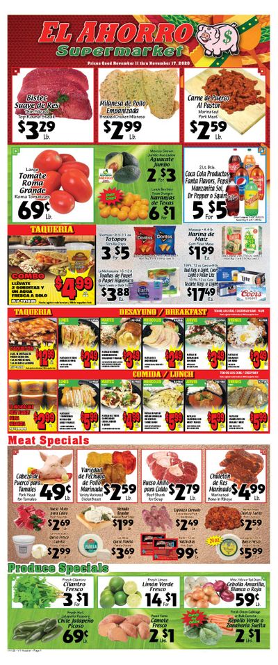 El Ahorro Supermarket Weekly Ad Flyer November 11 to November 17, 2020