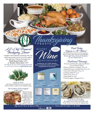 AJ's Fine Foods Thanksgiving Ad Flyer November 11 to November 26, 2020