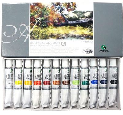 Marie's Acrylic Colors Set, 12ml Tubes - 12 Assorted Colors/Box For $2.99 At 123Ink Canada