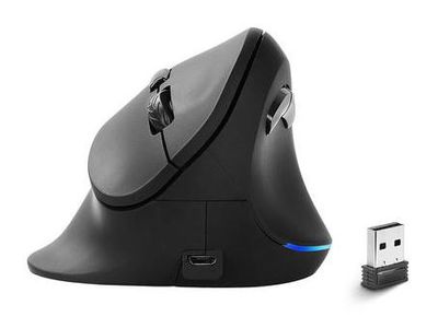 Ergonomic 2.4GHz Wireless Vertical Mouse, Rechargeable, Right-Handed Use, Black For $19.99 At 123Ink Canada