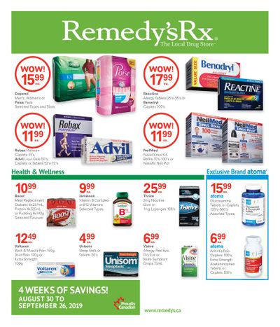 Remedy's RX Flyer August 30 to September 26