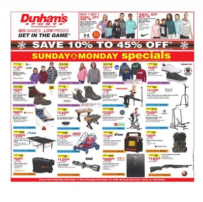 Dunham's Sports (MI, PA, WI) Weekly Ad Flyer November 14 to November 19
