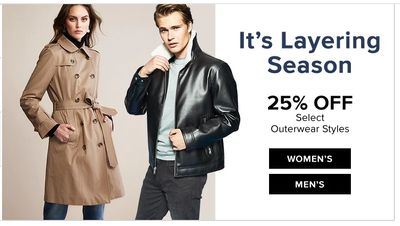 Hudson’s Bay Canada Layering Season Deals: Save 25% off Select Outerwear Styles for Women’s & Men’s + Extra $25 off $175 with Promo Code