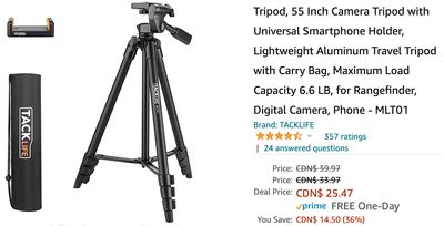 Amazon Canada Deals: Save 36% on Camera Tripod with Universal Smartphone Holder + 28% on Fitness Tracker Smart Watch + More Offers
