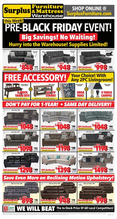 Surplus Furniture & Mattress Warehouse (Prince Albert) Flyer November 17 to 23