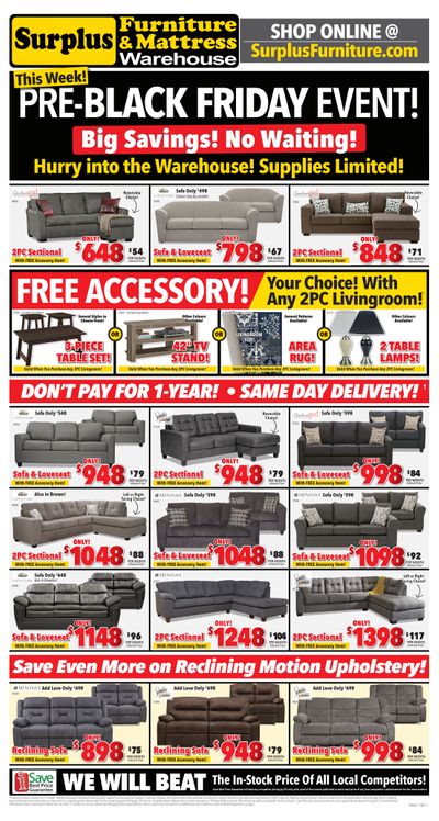 Surplus Furniture & Mattress Warehouse (Ottawa) Flyer November 17 to 23 Surplus Furniture & Mattress Warehouse (Ottawa) Flyer November 17 to 23
