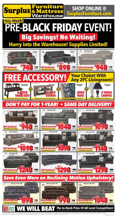 Surplus Furniture & Mattress Warehouse (Moncton) Flyer November 17 to 23