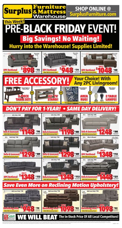 Surplus Furniture & Mattress Warehouse (Grand Falls Windsor) Flyer November 17 to 23