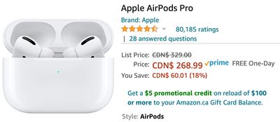 Amazon Canada Pre Black Friday Deals: Save 18% on Apple AirPods Pro, for $268.99
