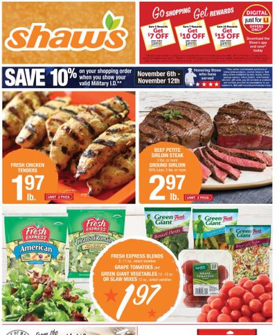 Shaws Flyer 11/6/20 – 11/12/20: Shaws Circular & Weekly Ad Flyer Preview