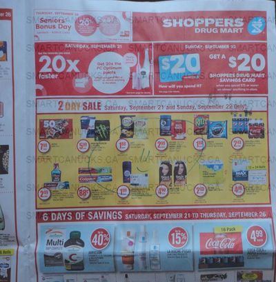 Shoppers Drug Mart Canada: 20x The PC Optimum Points This Saturday, September the 21st