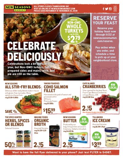 New Seasons Market (OR) Thanksgiving Weekly Ad Flyer November 18 to November 25, 2020