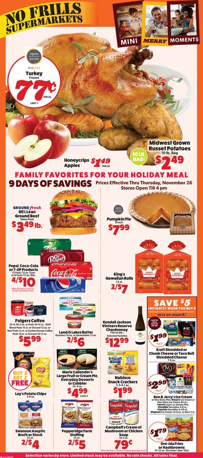 No Frills Thanksgiving Weekly Ad Flyer November 18 to November 26, 2020