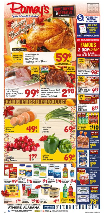 Ramey's Thanksgiving Weekly Ad Flyer November 18 to December 1, 2020