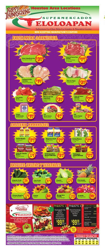 Supermercados Teloloapan Thanksgiving Weekly Ad Flyer November 18 to December 1, 2020