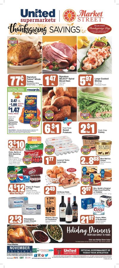 United Supermarkets Thanksgiving Weekly Ad Flyer November 18 to November 25, 2020