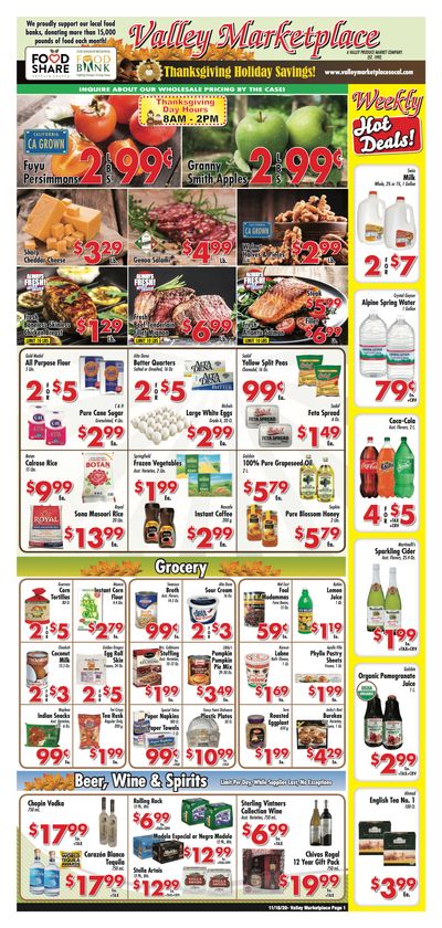 Valley Marketplace Thanksgiving Weekly Ad Flyer November 18 to November 26, 2020