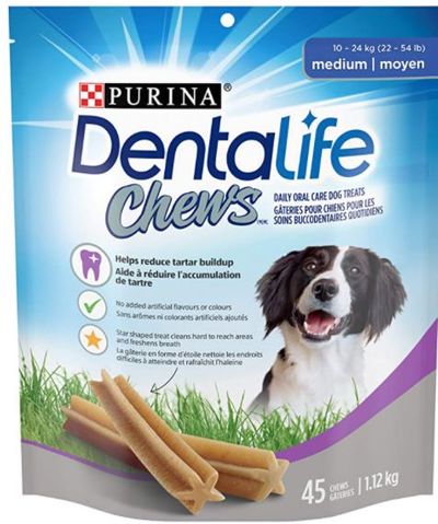 DentaLife Chews, Dental Dog Treats for Medium Breed Dogs - 45 ct Pouch For $10.98 At Amazon Canada
