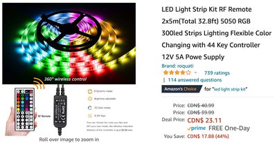 Amazon Canada Pre Black Friday Deals: Save 44% on LED Light Strip Kit + 34% on Wireless Stereo Earbuds + 54% on Logitech G604 Logitech Wireless Gaming Mouse + More Offers