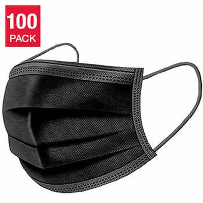 Black Disposable 3 Layer Face Mask - 100-pack On Sale for $ 24.99 at Costco Canada