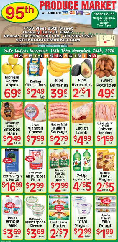 95th Produce Market Thanksgiving Weekly Ad Flyer November 18 to November 25, 2020