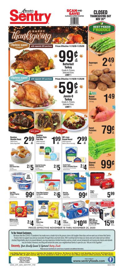 Sentry Foods Thanksgiving Weekly Ad Flyer November 19 to November 25, 2020