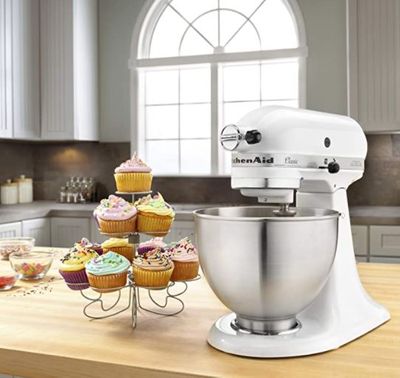 KitchenAid K45SSWH Classic 4.5-Quart Bowl Stand Mixer, White For $239.99 At Amazon Canada