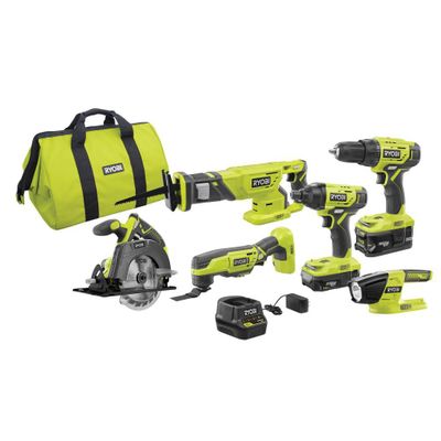 RYOBI 18V ONE+ Lithium-Ion Cordless 6-Tool Combo Kit  On Sale for $ 328.00 at Home Depot Canada