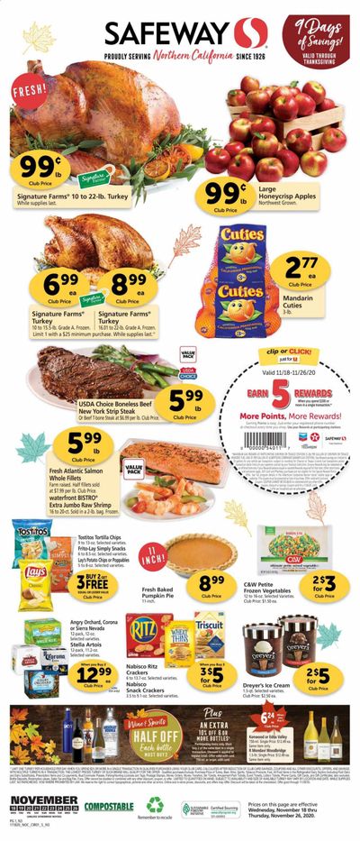 Safeway (AZ, CA, CO, HI, MD, NE, OR, VA, WA) Weekly Ad Flyer November 18 to November 26