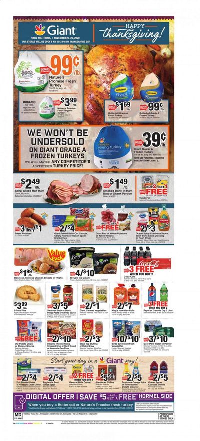 Giant Food Weekly Ad Flyer November 20 to November 26