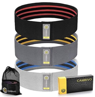 CAMBIVO Resistance Exercise Bands, Fabric Non-Slip Booty Bands with 3 Resistance Levels for Squats, Legs, Butt, Thigh and Hip Workout, Thick Wide Fitness Loop with Carrying Bag for Men & Women（3 Packs） At $ 26.99 For Amazon Canada