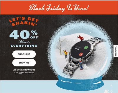 Fossil Canada Black Friday Sale: Save 40% off Everything Sitewide, with Coupon Code