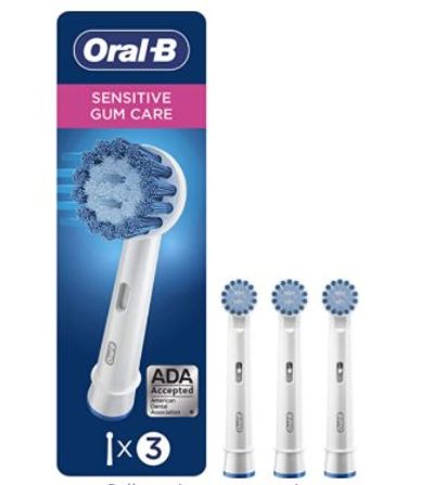 Oral-B Sensitive Replacement Electric Toothbrush Head, 3 Count At $ 17.88 For Amazon