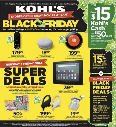Kohl's Weekly Ad Flyer November 22 to November 27