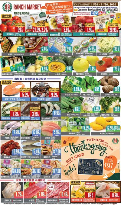 99 Ranch Market (CA) Weekly Ad Flyer November 20 to November 26