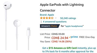 Amazon Canada Pre Black Friday Deals: Save 36% on Apple EarPods with Lightning Connector + 35% on Stainless Steel Slow Cooker + More Offers