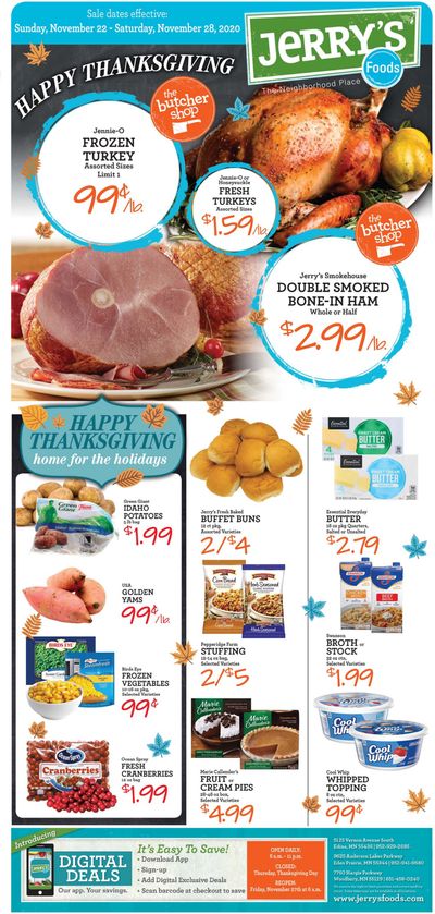 Jerry's Foods Thanksgiving Weekly Ad Flyer November 22 to November 28, 2020