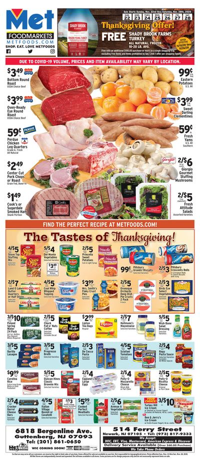 Met Foodmarkets Thanksgiving Weekly Ad Flyer November 22 to November 28, 2020